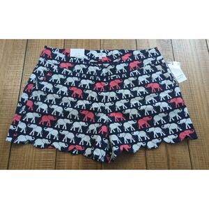 C2 Crown & Ivy Elephant Shorts Blue Pink White Scalloped Hem Size 10 NWT